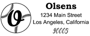 Baseball Outline Script Letter O Monogram Stamp Sample